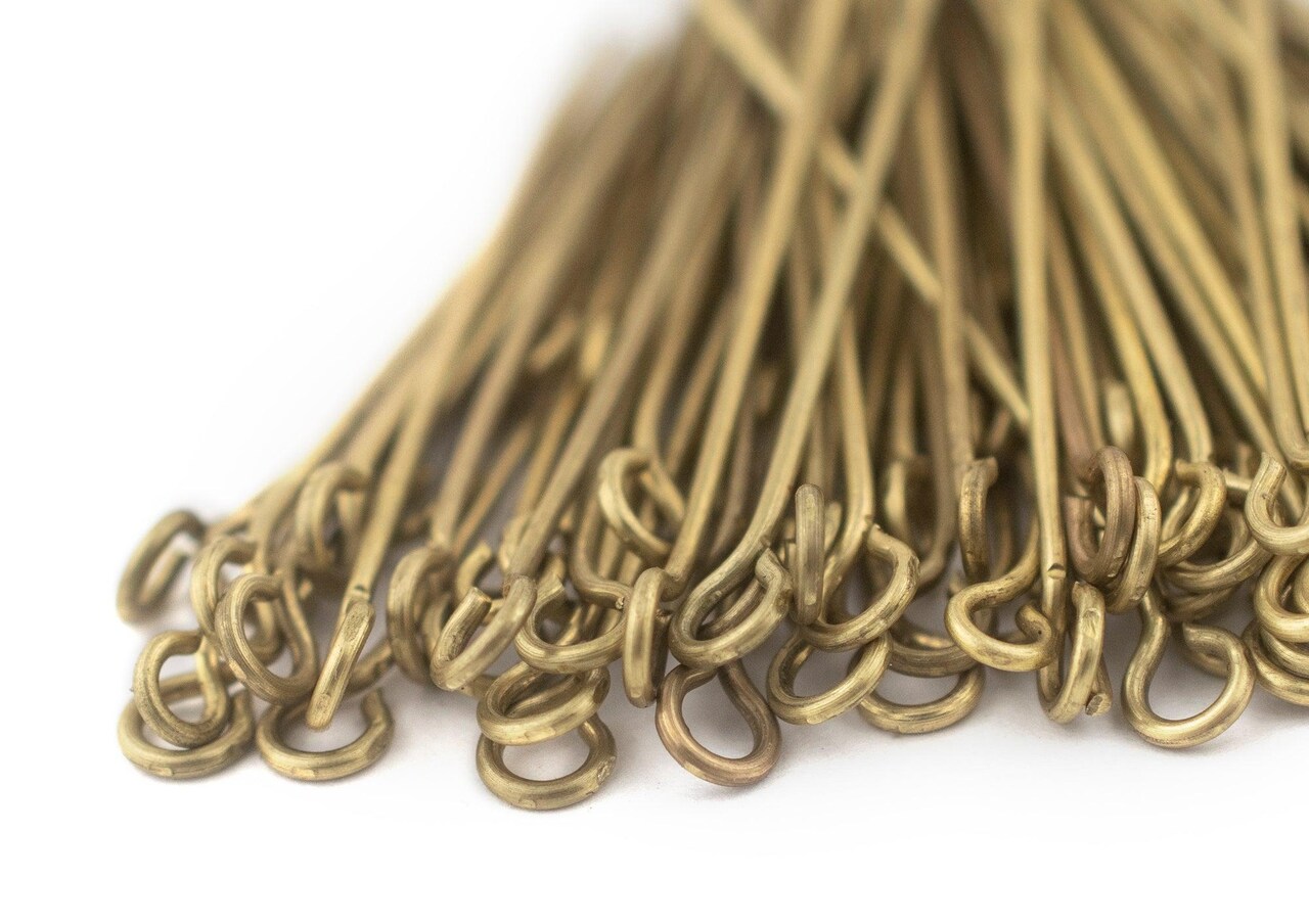 The Bead Chest Brass 21 Gauge 1.5 Inch Eye Pins (Approx 100 pieces)